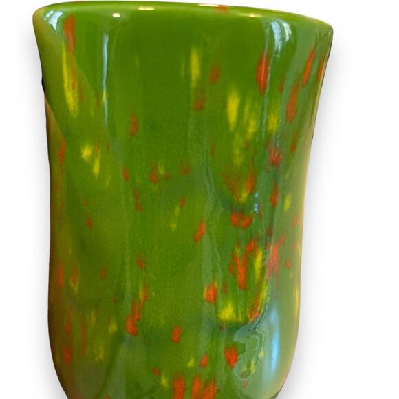 Vintage 70s Handmade Ceramic Psychedelic Green Yellow Orange Irish Coffee Mug - Picture 5 of 16